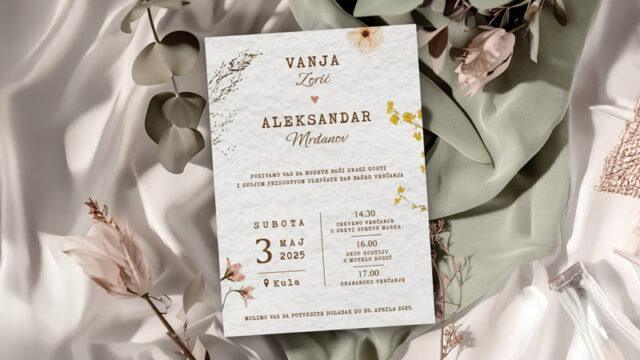 Svadbeni štampani materijal meni karte pića i brojevi za stolove - Mlada da Budem