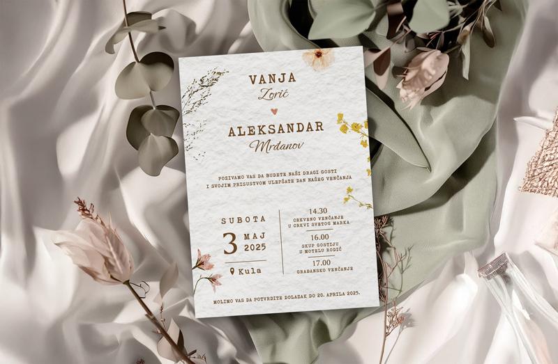 Svadbeni štampani materijal meni karte pića i brojevi za stolove - Mlada da Budem