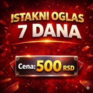 istakni oglas 7 dana - budi na prvoj strani 7 dana na sajtu mojeslavlje.com