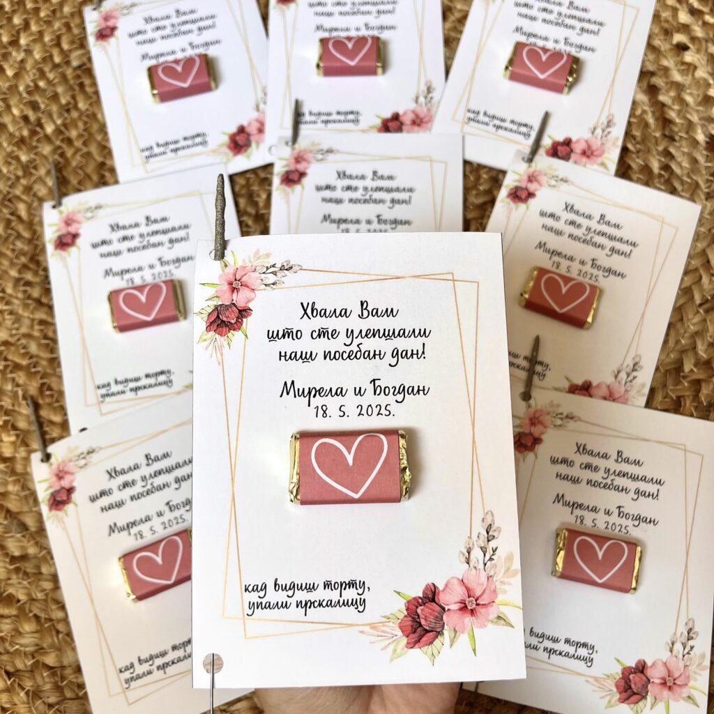 zahvalnice za goste - niš - zahvalnice za svadbu sa čokoladicama