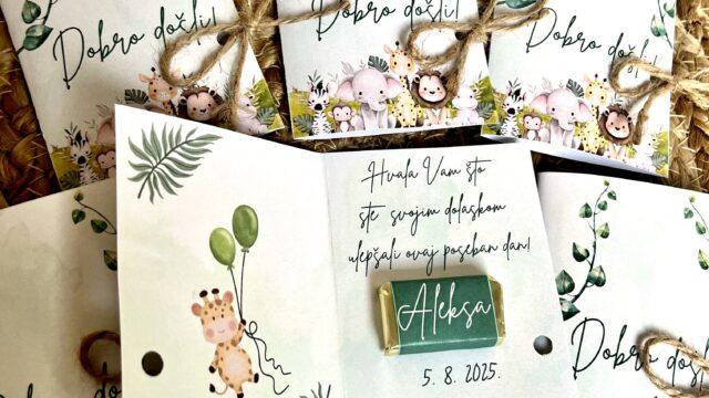 Zahvalnica na preklapanje sa čokoladicom za goste - niš - za rodjendan