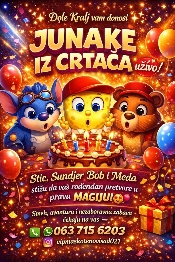 Iznajmljivanje Stič maskote za proslavu rođendana i iznenađenja u Novom Sadu