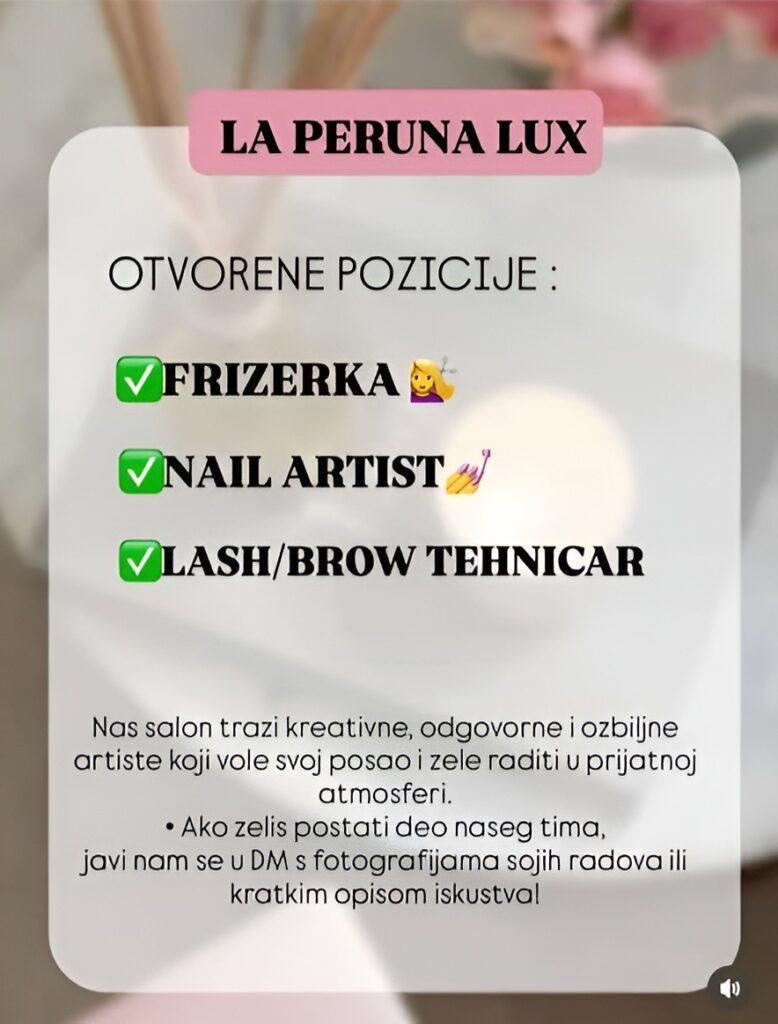 Uređen prostor salona La Peruna Beauty