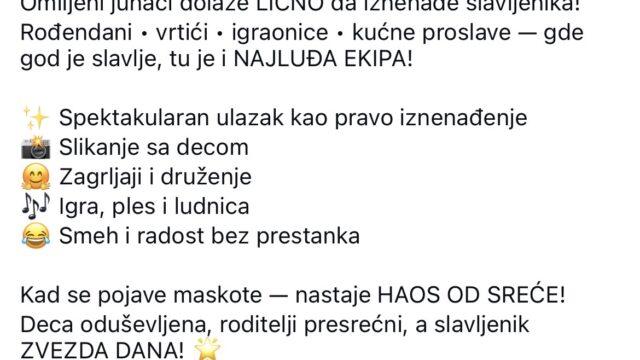Sunđer Bob maskota za decu Novi Sad animacija na rođendanima i proslavama