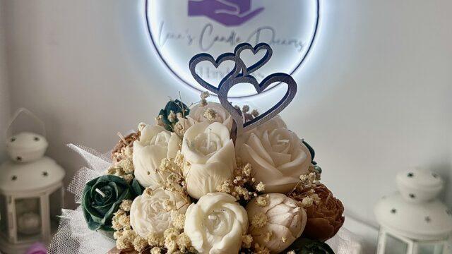 Ručno rađene mirisne sveće Lena’s Candle Dreams detalj aranžmana