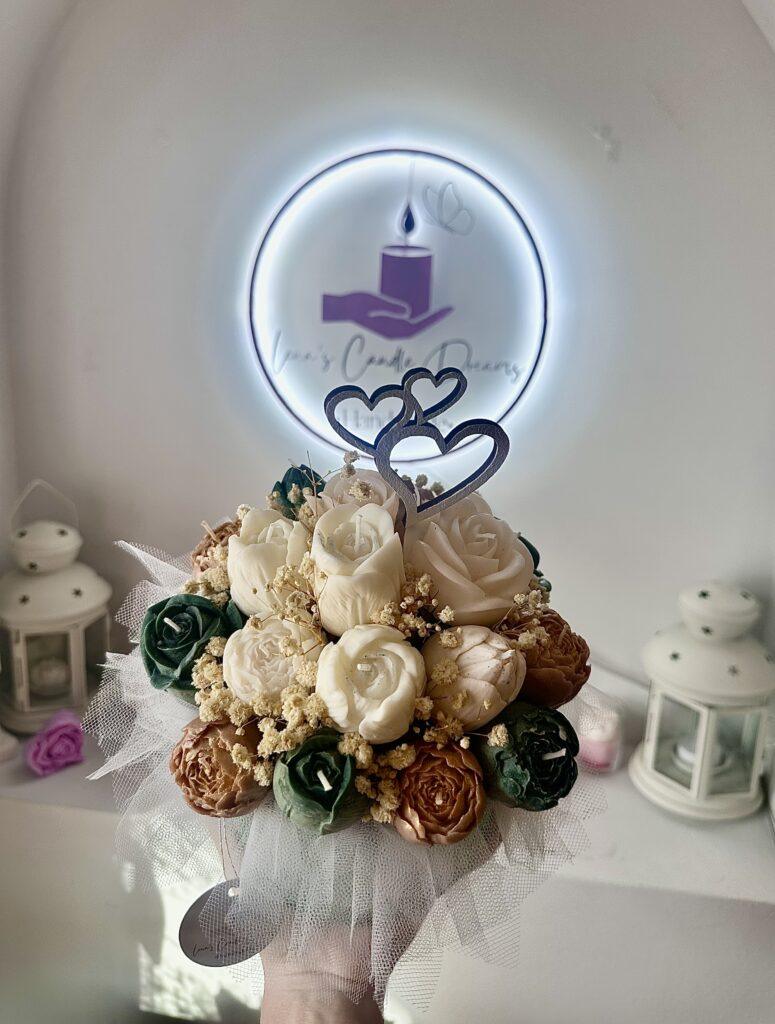 Ručno rađene mirisne sveće Lena’s Candle Dreams detalj aranžmana