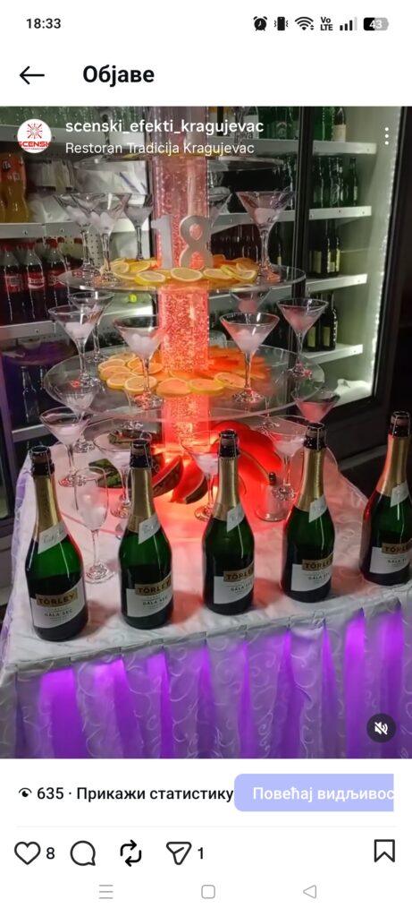 Šampanjac fontana za proslave i svadbe Kragujevac