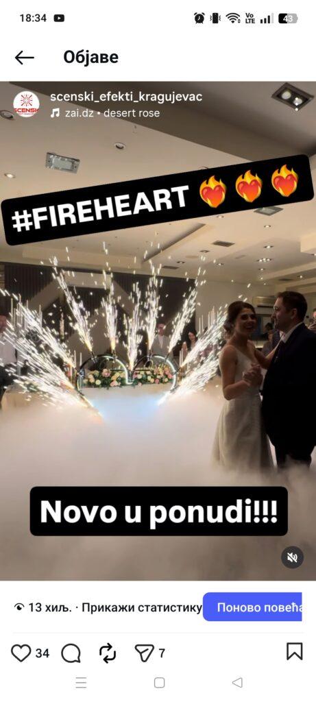 Vatromet u obliku srca za romantična venčanja Kragujevac