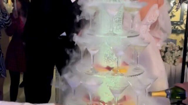 Šampanjac fontana za svadbu specijalni efekti za venčanje Bloom Room