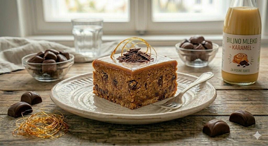 posna torta sa karamelom i keksom koja se ne peče