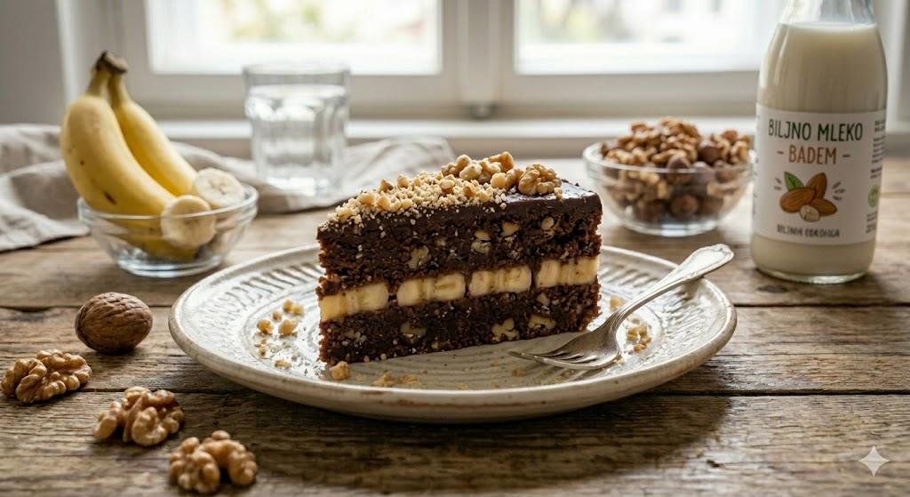 posna torta sa bananama i keksom bez pečenja