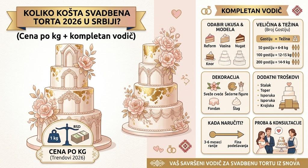 Koliko košta svadbena torta 2026 u Srbiji? (Cena po kg + kompletan vodič)